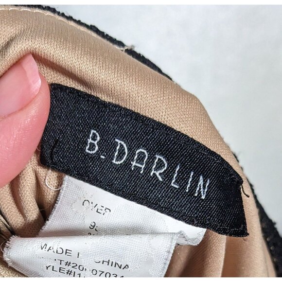 B Darlin Gothic Cream With Black Lace Overlay Knee Length Dress - Picture 6 of 11